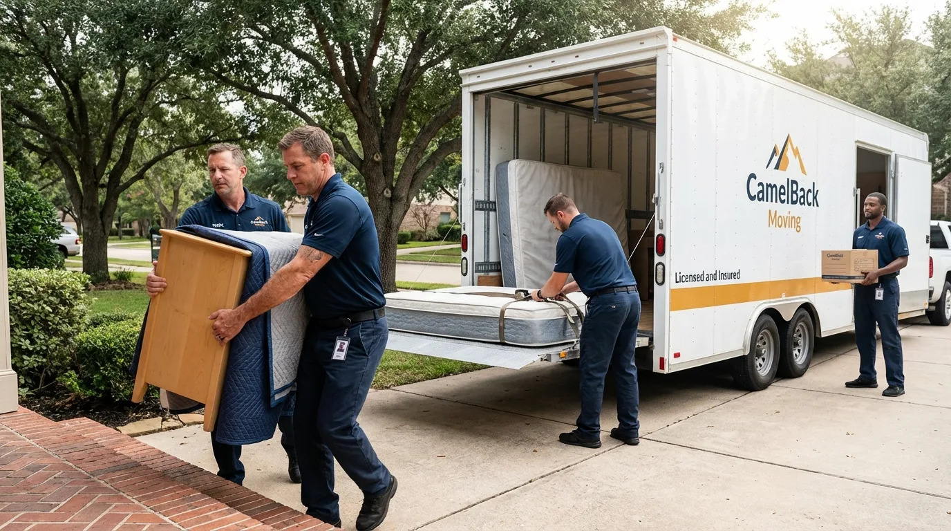 Crew loading residential truck for cross-state move from Benton Harbor, MI